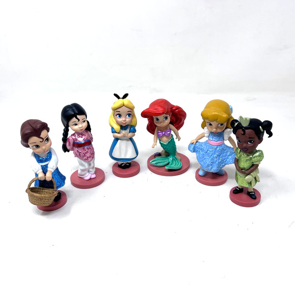Disney Other - Disney Animators Princess Figure Lot of 6 Arial Cinderella Belle Mulan Tiana 3"